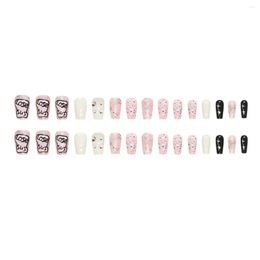False Nails 24Pcs -Length Fake Nail Pink Black White Sweet Cool Reusable Artificial For Women And Girl Salon At Home Drop Delivery Dhv1V