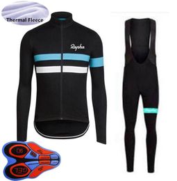 Team winter cycling Jersey Set Mens thermal fleece long sleeve Shirts Bib Pants Kits mountain bike clothing racing bicycle sports suits S210507577404575
