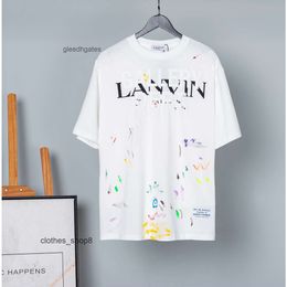 designer Tshirts Mens Sweaters Hoodies 2024 spring / summer Lanvin Gallerry deptt splash graffiti hand painted T-shirt loose short sleeve T-shirt QMOY LYTO