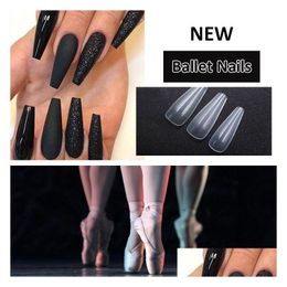 False Nails New 500 Pieces Ballet Artificial Nails Tips Professional Long Fl Er Coffin Fake Nail Gourd Stiletto Manicure Drop Delivery Dhyew