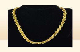 Hip Hop 24 Inches Mens Solid Rope Chain Necklace 18k Yellow Gold Filled Statement Knot Jewellery Gift 7mm Wide211W9159490