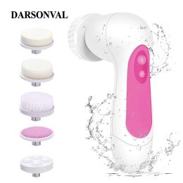 Devices Darsonval 5 In1 Electric Face Cleansing Brush Silicone Rotating Facial Brushes Sonic Facial Blackhead Shock Massager Waterproof