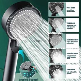 Bathroom Shower Heads High-Pressure Head 5 Modes Adjustable Large Water Saving Accessories Rainfall YQ240228