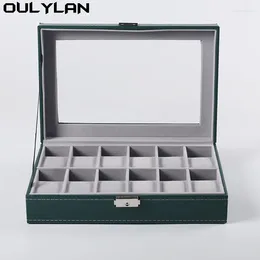 Watch Boxes Organizer Box For Jewelry Necklace Ring Sales Display Packaging With 6 10 12 Slot Green PU Leather Storage