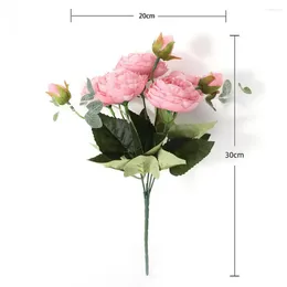 Decorative Flowers Simulation Flower Fresh-kepping Table Centerpieces Faux Silk Delicate DIY Peony Wedding Decoration