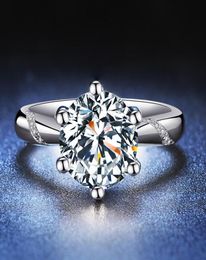 Solitaire 6mm Lab Moissanite Diamond Ring 925 sterling silver Bijou Engagement Wedding band Rings for Women Men Party Jewelry9964242