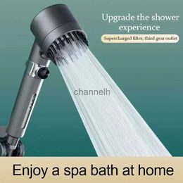 Bathroom Shower Heads Zhang Ji 3 Modes Adjustable High Pressure Head With Stop Button Handheld Water Saving Spray Nozzle Accessories YQ240228