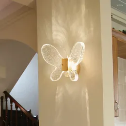 Wall Lamp K9 Crystal Light Luxury Bedroom Bedside Simple Creative Aisle Staircase Children's Room Butterfly
