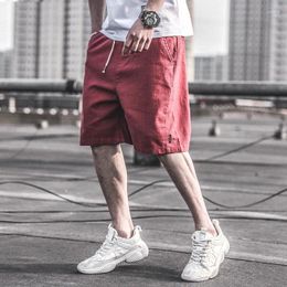 Men's Shorts Casual Pants Spring Summer Cotton And Linen Short Loose Cropped Trendy Mid Waist Non-Stretch Japanese-Style Retro