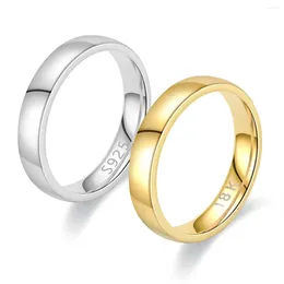Wedding Rings Aroutty Fashion 18k S925 Gold Silver Colour Couple For Womem Men Bands Love Anniversary Gift 2024 Trendy Jewellery