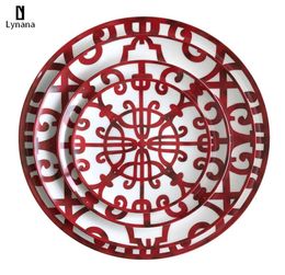 Ceramic Plate HandPainted Red Art Creative Round Ins Style Tableware H Dinner Plates Set Charger Plates for Wedding Pasta1043677