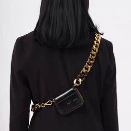 KARA Designers Women Bags 2021 Fashion Trend Thick Metal Chain Bag BLACK BIKE WALLET Shoulder Handbags Mini Small Chest Purses Coi315D