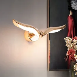 Wall Lamp Nordic Seagull Bird Gold Light Luxury Bedroom Bedside Living Room Sconce Indoor Lighting Home