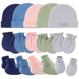 Sets Baby Birth Set Newborn Boy Girl Accessories Hat+Gloves+Foot Cover 9Pcs Infant Props Photograph Solid Colour Baby Stuff Cotton