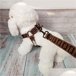 Dog Collars & Leashes Classic F Letter Dog Traction Rope Leash Designer Collar Harness Walking Chain Large Medium Small Teddy Pet Drop Dh0Ei