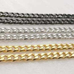 Lot 5meter in bulk 5MM black silver gold stainless steel Curb Link Chain findings Jewellery marking DIY necklace bracelet251B