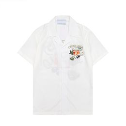 Tasarımcı Gömlek 24SS Erkek Düğmesi Gömlek Baskı Bowling Shirt Hawaii Çiçek Günlük Gömlek Erkekler İnce Fit Kısa Kol Elbise Hawaiian T-Shirt M-3XL 39