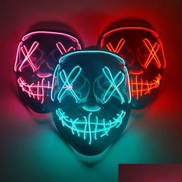 Other Event & Party Supplies Cosmask Halloween Neon Mask Led Masks Party Masquerade Light Glow In The Dark Funny Cosplay Costume Suppl Dh8Uf