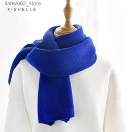 Scarves Luxury cashmere knitted scarf solid Colour for women or men winter scarf for adults warm thick wool scarf for children Q240228