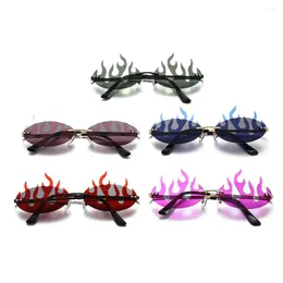 Sunglasses Halloween Eyewear Party Double Lens Flame Shaped Rimless