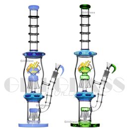 19 inches big Glass Bongs hookah Bubbler Pipe Double Matrix Percolator Bong Ice catcher Water Pipes Diffuser Perc Dab Rigs Heavy Oil Rig with quartz nail