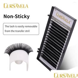 False Eyelashes Cursavela Faux Mink Extension J Curl Silk Fibre Individual Professionals Classic Natural Lashes Soft Russian Drop Deli Otwsz