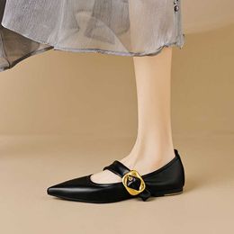 Fashion Flat Single Thoy Женщины заостренные пальцы на мелководье неглубокие туфли Мэри Джейн Большой размер женские туфли 050424-11111111