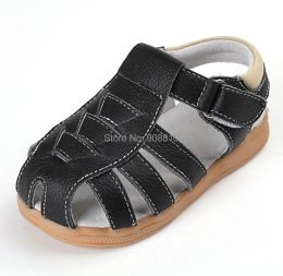 Outdoor SandQ baby boy sandals genuine leather soft new summer for bebe meninas meninos first walker shoes black cinnamon for bare feet