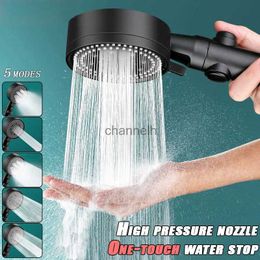 Bathroom Shower Heads High-pressure Head Set 5 Modes of Adjustment Showerhead with Hose Water-saving One-touch Stop Accessories YQ240228