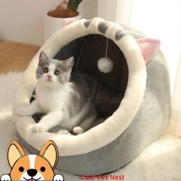 Mats 1Pc Winter Cat Cave Bed Warm Pet Basket Kitten Kennel Cat House Tent Soft Small Dog Mat Cushion Washable Pillow Beds for Cats