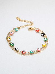 Charm Bracelets Double Layer Demon Eye Bohemia Colorful Women Wrist Fashion Christmas Jewelry Gifts