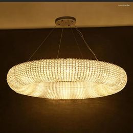 Chandeliers American Rustic El Lights Fixtures Pendant Lighting Crystal Beaded Gold Ceiling Led Luxury Modern Ring Decorative Chandelier