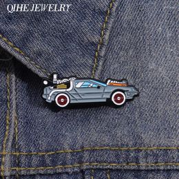 Brooches Retro Cartoon Sport Car Enamel Pin Science Fiction Movies Inspired Vehicle Brooch Jacket Lapel Badge Jewellery Gift For Friends