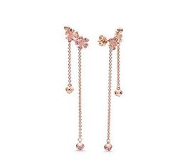 New 100% S925 Sterling Silver Romantic Peach Blossom Earrings European Style Fashion Jewelry For Women7801913