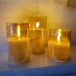 Night Lights Flameless Candles Led Candle Lamp Set Of 3 Lamps With Realistic Flickering Effect Battery Operated For Party