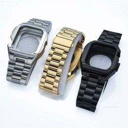 Designer Smart Straps Armour Metal Case Cover Stainless Steel Band DIY AP Watches Modification Kit fit iWatch 8 7 6 5 4 SE Rubber Strap for Apple Watch Series 45mm 44mm ca