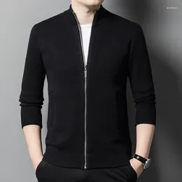 Men's Sweaters Men Silk Wool Knitted Zippers Cardigan Man Sweater Coats