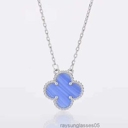 Brand 15mm Clover Necklace Fashion Charm Single Flower Cleef Necklace Luxury Diamond Agate 18k Gold Designer Necklace for Women BCY3W