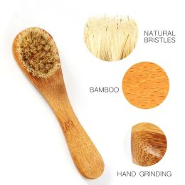 Scrubbers Face Cleansing Brush Soft Natural Bamboo Hair Facial Cleansing Massage Portable Wash Deep Clean Face Beauty Skin Care Brush TSLM