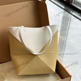 Puzzle Multi Womens Tote Cowhide Fashion Color Geometric Bags Folding New Bag Bright 240525
