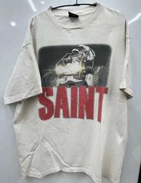 Men's T-Shirts 2024 Spring Summer Saint Michael White T Shirt Men Women Top Quality Astronaut Print Cotton Tee Vintage T-Shirt J240228