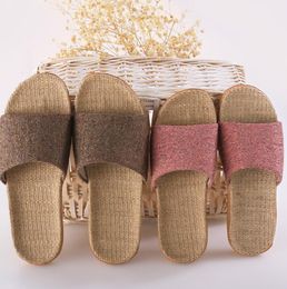 Home Couple Indoor Slippers Woven Cotton Linen Slippers Anti slip for Men and Women at Home Thick Sole Summer Cool Wholesale