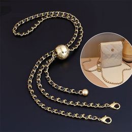 Bag Parts Accessories Leather Handle Strap Rhombus Gold Bead Ball Chain Adjustable Crossbody Portable Pearl Shoulder Purse 220921236K