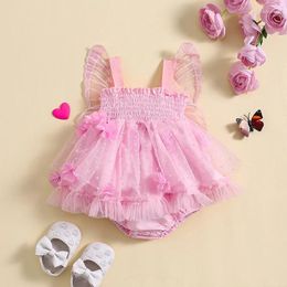 Girl Dresses Toddler Baby Girls Romper Dress Flower Butterfly Tulle Skirt Hem Bodysuit Princess Party Wedding Clothes