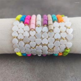 Charm Bracelets Colourful Heishi Disc Beads Bracelet Shell Heart For Women Boho Jewellery Summer Accessories