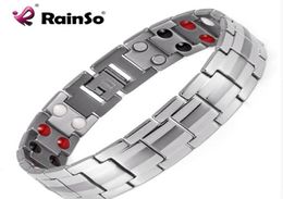 Rainso Fashion Jewellery Healing FIR Magnetic Titanium Bio Energy Bracelet For Men Blood Pressure Accessory Silver Bracelets5447579