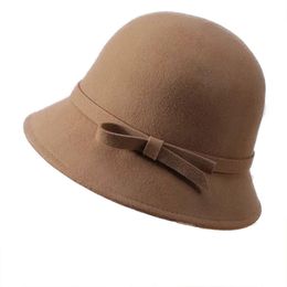 Women's French Retro Elegant Top Hat Women Small Brim Basin Hats Woman Bucket Cap 2024 New Autumn Winter Lady Ladies Caps Christmas Party Gift