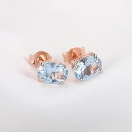 Stud Earrings 925 Sterling Silver Topaz For Women Created Gemstone Solitaire Oval Ear 2022 Trend Halloween Fine Jewelry8910758