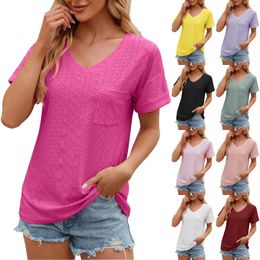 Women's T Shirts Women Casual Printing Short Sleeves V Neck Loose Shirt Blouse Tops Long Womens Sleeve Polyester