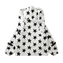 Plush Star Rabbit Ear Hooded Design for Teenage Men and Women Winter Cotton Clothing Couple Coat